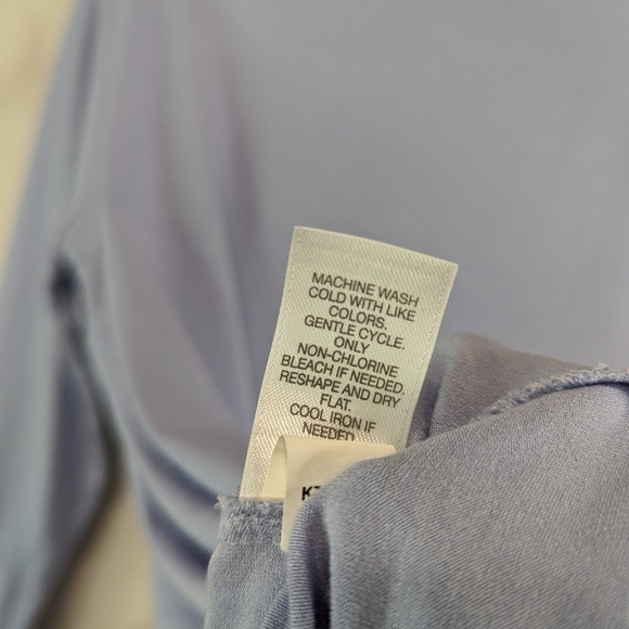 J Jill Shirt Women Medium Blue Long Half Sleeve Boat Neck Knit Stretch Wearever - Picture 9 of 10